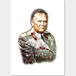 Josip Broz Tito the President of Yugoslavia SFRJ Watercolor Portrait Posters and Art